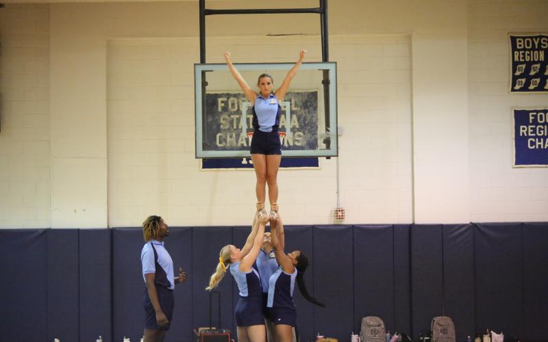 The Elbert County Lady Devils and Lady Rams cheer squads hosted their annual cheer camp June 3 and June 4 with assistance from instructors from the Varsity-Universal Cheerleaders Association. (Photo by Wells)