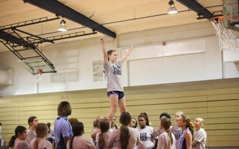 The Elbert County Lady Devils and Lady Rams cheer squads hosted their annual cheer camp June 3 and June 4 with assistance from instructors from the Varsity-Universal Cheerleaders Association. (Photo by Wells)