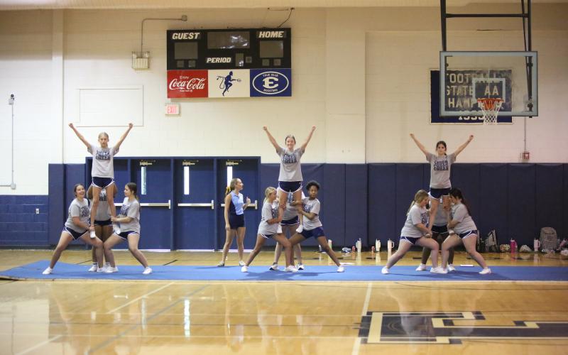 The Elbert County Lady Devils and Lady Rams cheer squads hosted their annual cheer camp June 3 and June 4 with assistance from instructors from the Varsity-Universal Cheerleaders Association. (Photo by Wells)