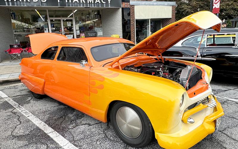 Over 60 car enthusiasts entered Main Street's Cruise-in and Classic Car Show Saturday,  July 20 in Elberton's downtown public square. Cars ranged from restored and "like new" to "improved and empowered" like this 1950s Ford Custom.