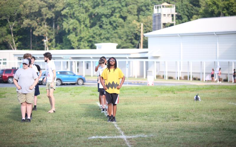 JaQuan Brown prepares for the next drill during the Blue Devil Band’s band camp July 16. (Photo by Wells)