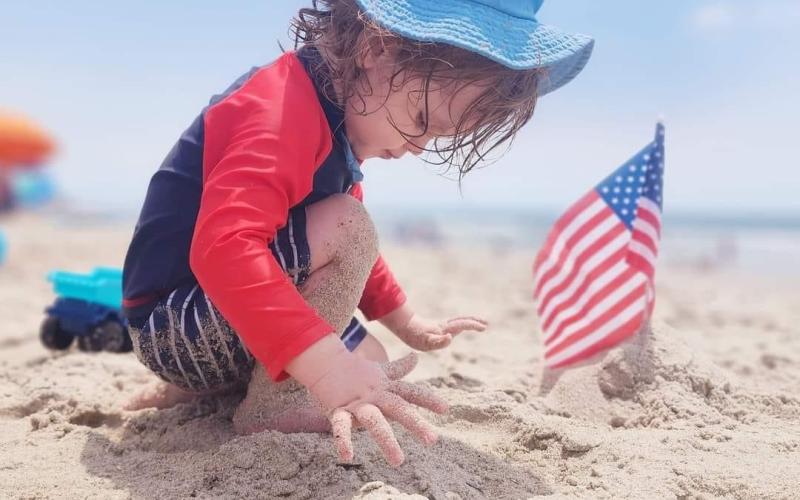 Oakes Seymour, son of Josh and McKenzi Seymour, enjoys the Fourth of July at Ocean Isle Beach, NC with his family.