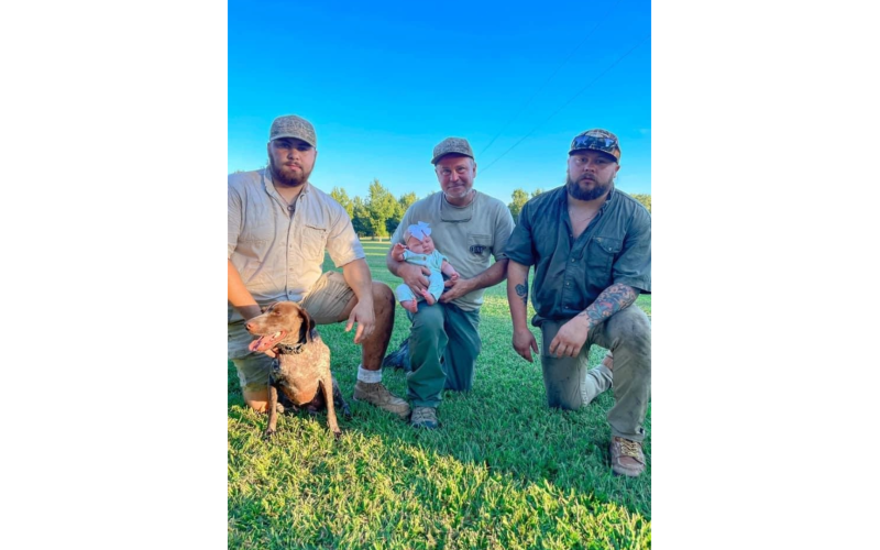 Mason, Michael, Hadlee and Garrett Baston on Hadlee’s first dove hunt. (Photo submitted by Sarah House Baston)