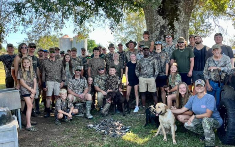 Participants gather after the 2023 annual Labor Day Dove Hunt at Cornell Dairy Farm in Bowman. (Photo submitted by Jackie Seymour Harris)