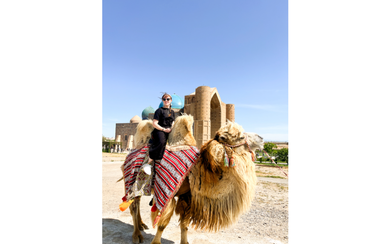 Camel riding in Turkestan—a city in Kazakhstan which was part of the Silk Road and is also known as the Spiritual Capital of Islam. (Photo submitted by Anna Kubas)