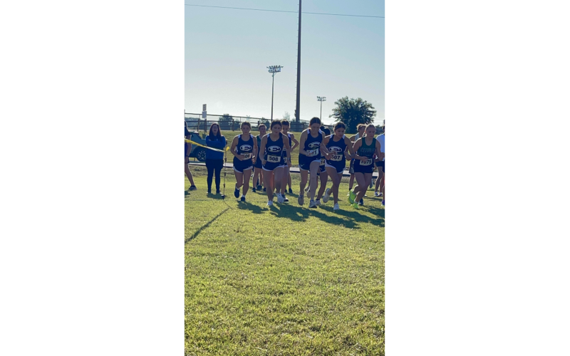 The Lady Devils cross country team starts their race where each runner posted an improved time over last week’s meet. (Photo by Megan Ray)