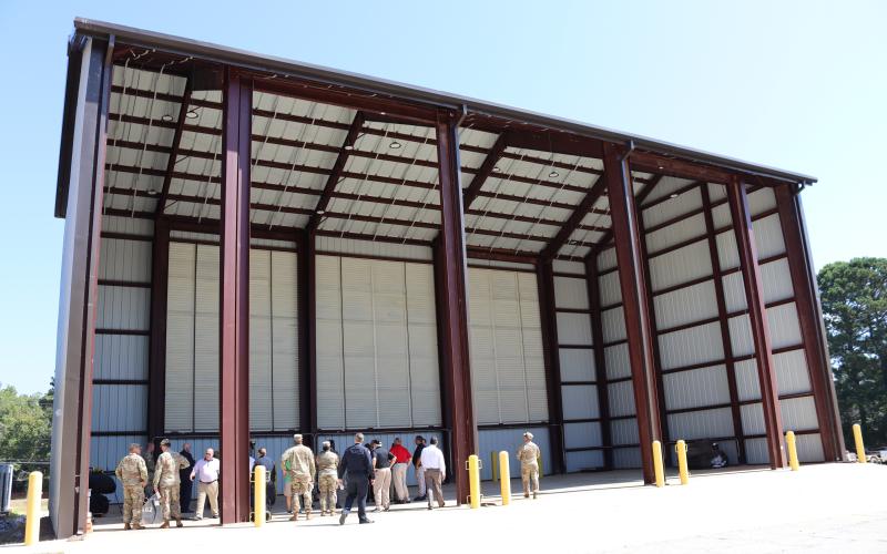 One of the new maintenance bays at the Georgia National Guard Armory in Elberton is 46 feet tall in order to accommodate the M109A6 Paladin Self Propelled Howitzer when it requires servicing or housing at the location. (Photo by Weeks)