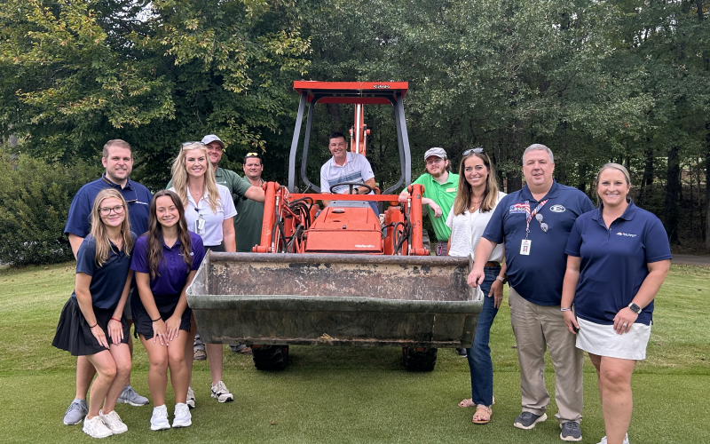 Elbert Memorial Hospital staff and Richard B. Russell State Park staff pose for a picture prior to the golf ball drop. (Photo by Mark Wells)