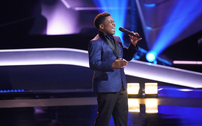 Elbert County's own Jaukeem Fortson earned a spot on "Team Reba" during the Oct. 7 episode of NBC's "The Voice," enabling him to continue to the competition rounds which begin the week of Oct. 21. (Photo by Tyler Golden - NBC)