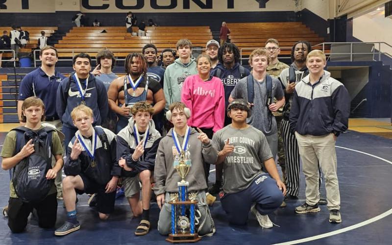 The Elbert County Blue Devils wrestling team finished first overall at the Granite City Scramble Nov. 23. (Photo courtesy of Elbert County True Blue)