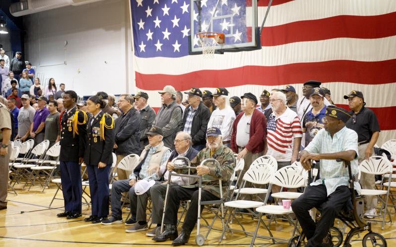 Elbert County veterans from all branches of service were honored Monday, Nov. 11 at the Veterans Day Program sponsored by the JROTC at Elbert County Comprehensive High School. (Photo by Kennedy Ray)