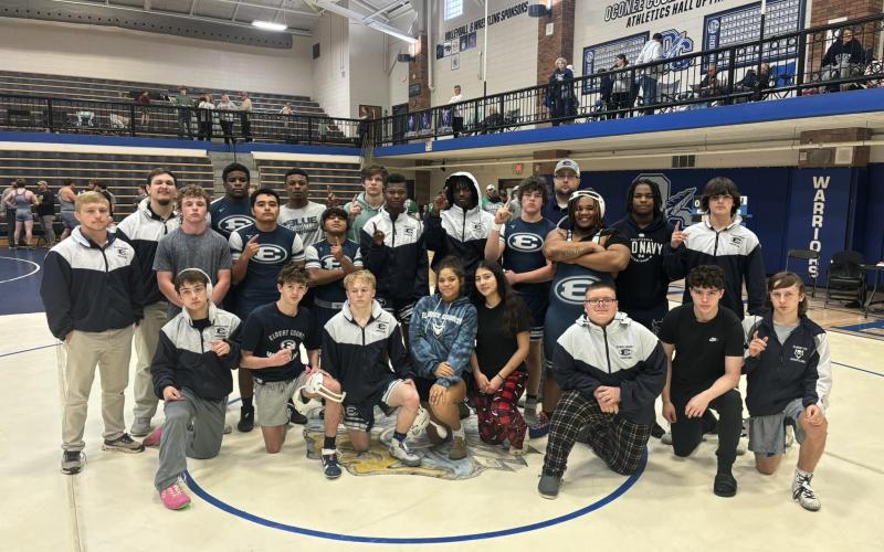 The Elbert County Blue Devils wrestling team finished first overall at the Oconee County Duals Nov. 16 after finishing with a perferct 5-0 record. (Photo courtesy of Elbert County True Blue)