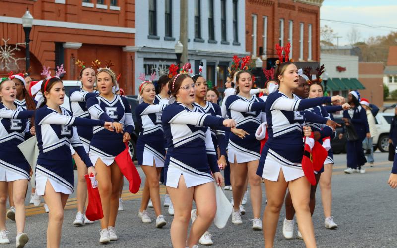 ECCHS cheerleaders were in the holiday spirit. (Photo by Weeks)