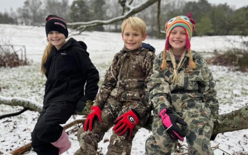 Helen, Will and Amelia Wade are dressed for the snowy weather. (Photo submitted by Julie Wade)