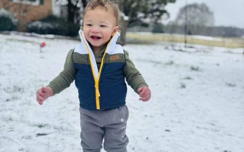 Camden Clark's first snow day. (Photo submitted by Chelsea Veal)
