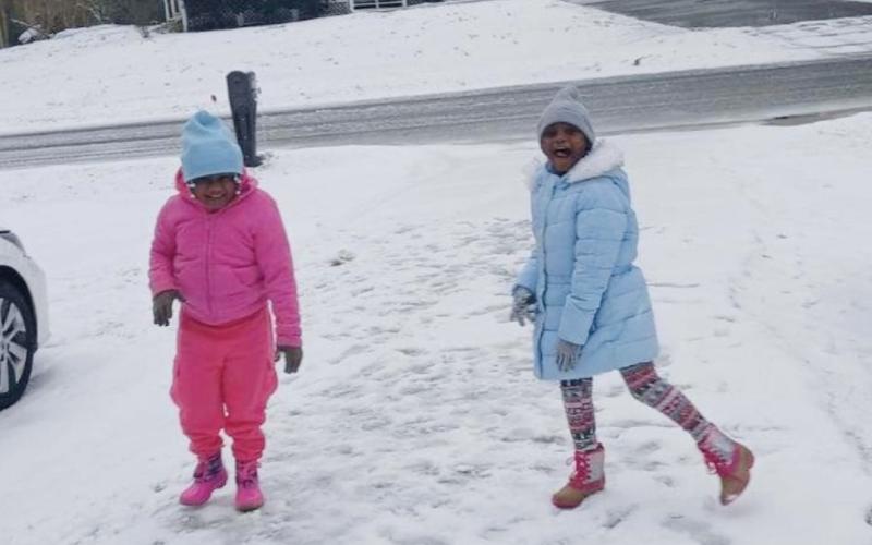 Malayah and Quiana play in the snow. (Photo submitted by Bossanova Callaway)