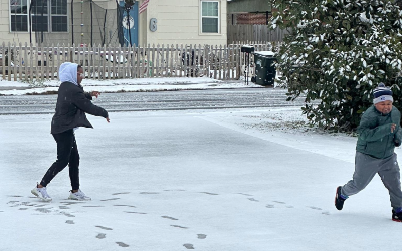 Brailey Sims and Aiden Mattox on Edwards Street. (Photo submitted by Penny Rucker)