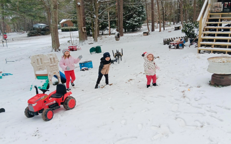 Serenity, Vincent Jr. and Martha Snyder have a big day outside during the snow Jan. 10. (Photo submitted by Madisyn Snyder)