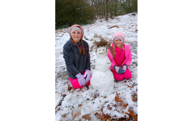 Blake and Ronnie Cantrell made a snow girl with fabulous hair in Bowman. (Photo submitted by Brittany Cantrell)