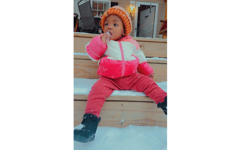 Ni’Ora Rucker’s first snow day. (Photo submitted by Carrie'Ann Ardister)