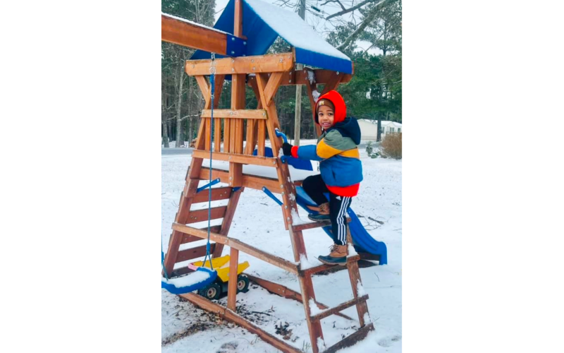 Kadence Newman, grandson of Renwick and Latosha Leverette, enjoys the snow. (Photo submitted by Latosha Leverette)