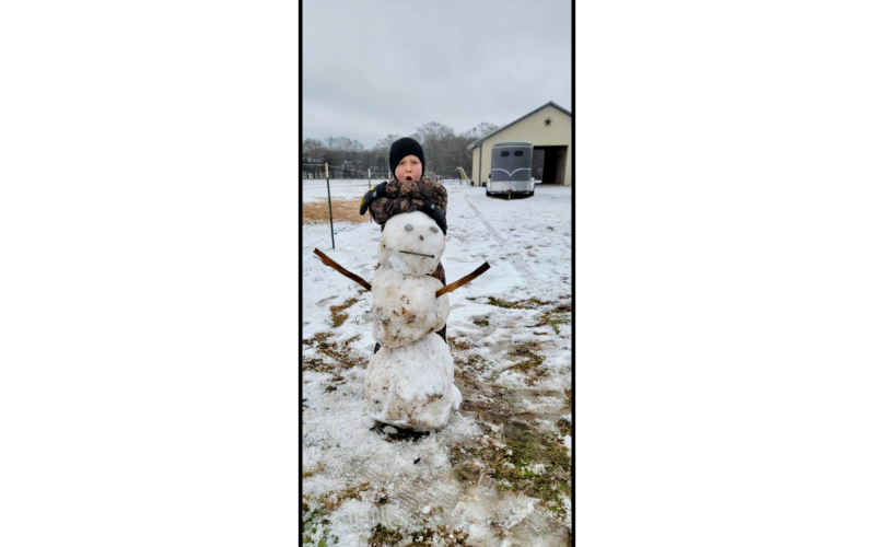 Weston Floyd and his snowman in Elberton. (Photo submitted by Tailor and Cody Floyd)