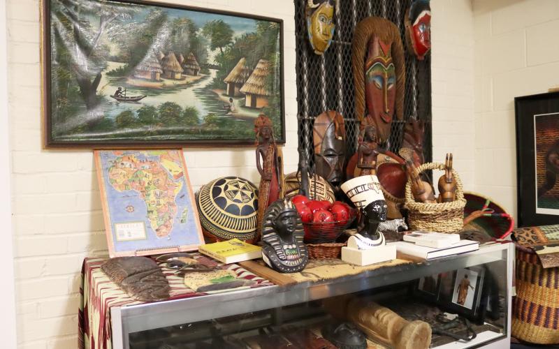 A display of African artifacts on display in Elberton's Jim-Ree Museum.