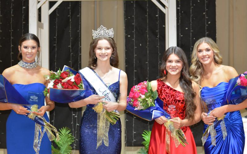 Winners in the 2025 Miss ECCHS Pageant include (L-R) Lila Layne (second runner-up), Makayla McKnight (Miss ECCHS), Leah Higginbotham (first runner-up) and Bailee Starrett (third runner-up).