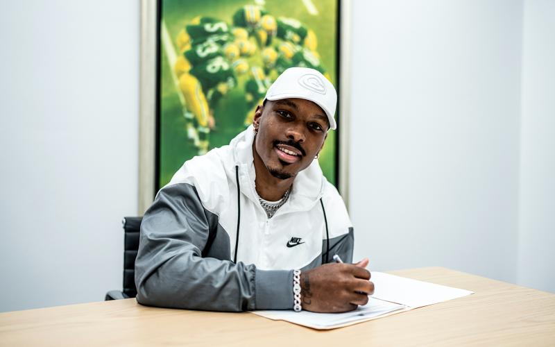 Mecole Hardman Jr. signed a one-year deal with the Green Bay Packers March 20. (Photo by Emma Pravecek - Green Bay Packers)