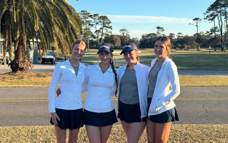 Lady Devils (L-R) Camdyn Moon, Lucy Johnson, Sophie Lavender and Kamille Webb competed in Jekyll Island March 1 in the annual Red Ryder Cup. (Photo courtesy of Elbert County Golf)