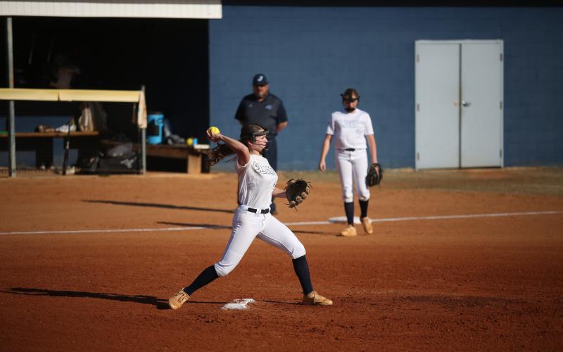 Bellamy Nash fields a grounder from the pitcher's mound and throws back to second base for a putout. (Photo by Wells)
