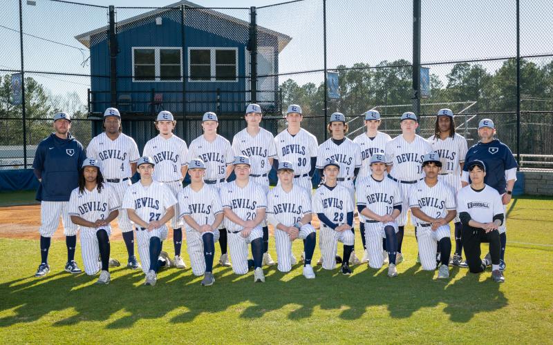 The Elbert County Comprehensive High School varsity baseball team includes Brayden Ingram, Jose Rodriguez, Cheyvis McLendon, Javyn Hickman, Jackson Black, Brock Dye, Brooks Banks, Branson Bonds, Dealyn Gray, Colson Brown, Sam Amabile, Brysin Hughes, Alex Higginbotham, Adler Bradford, Rylan Brown, Eli Alexander and Haven Adams. The varsity baseball team is coached by Head Coach Lance Ingram, Coach Brett Padgett, Coach Reuben Haynes, Coach Bryce Bowen and Coach Marcus Bonds. (Photo by Mercer Harris)