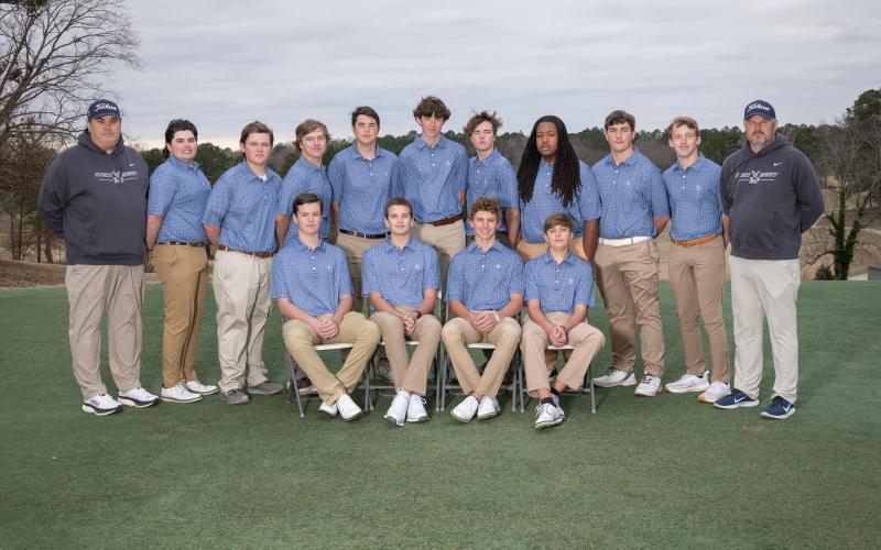The Elbert County Comprehensive High School boys golf team includes Caleb Burton, Madden Drake, Walker Layne, Kale Kurtz, A.j. Worley, Jenkins Moon, Johnson Barnett, Brayden Edwards, Nolan Henderson, Ty Johnson, Carson Amabile, Maddox Adams and Landen Adams. The boys golf team is coached by Head Coach Larry Kesler. (Photo by Mercer Harris)