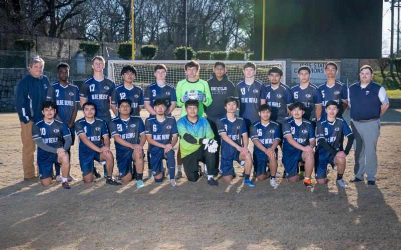 The Elbert County Comprehensive High School boys soccer team includes Ryker Brown, Harrison Matthews, Alvin Medellin, Ronny Medellin, Andes Paita, Judeson Lexima, Jason Nguyen, Daniel Ezqueda, Anthony Linares, Khoa Tran, Ronald Hurtado, Jesus Paita, Alexis Reynoso, Aczib Bernal, Jesus Mills, James Hartman, Mason Dove and Carlos Martinez. The boys soccer team is coached by Head Coach Luke Hall and Coach Eugene LeBarron. (Photo by Mercer Harris)