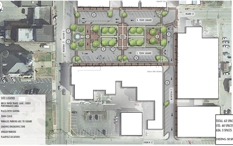 A rendering provided by Koons Environmental design shows the most recent proposal for the downtown square renovation project.