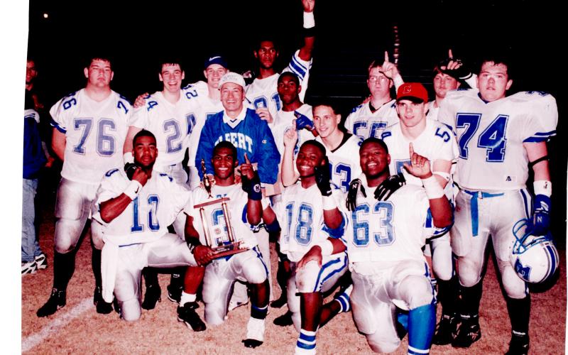Wesley Phelps (No. 24) and Sid Smith (No. 18) were both members of McFerrin’s 1995 State Championship team. The Blue Devils posted a 14-1 record and avenged their only loss of the season against Washington-Wilkes by defeating the Tigers 27-0 to win Elbert County’s first football state championship.