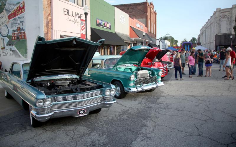 The square in downtown Elberton was covered in classic rides for the 27th annual Cruise-In and Classic Car show on Saturday. Collectors brought a wide variety of vehicles and small engines to put on display for those in attendance. (Photo by Wells)