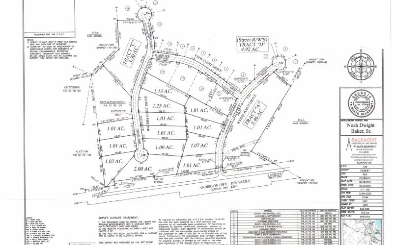 The application for a rezone request that is set to be heard by the Elbert County Planning Commission shows Edgewater Village Inc.'s plan for a property located off of Anderson Highway. The company is asking to rezone the tract from agricultural to single-family residential so the tract can be split and divided into 1-acre lots. (Photo courtesy of the Elbert County Board of Commissioners)