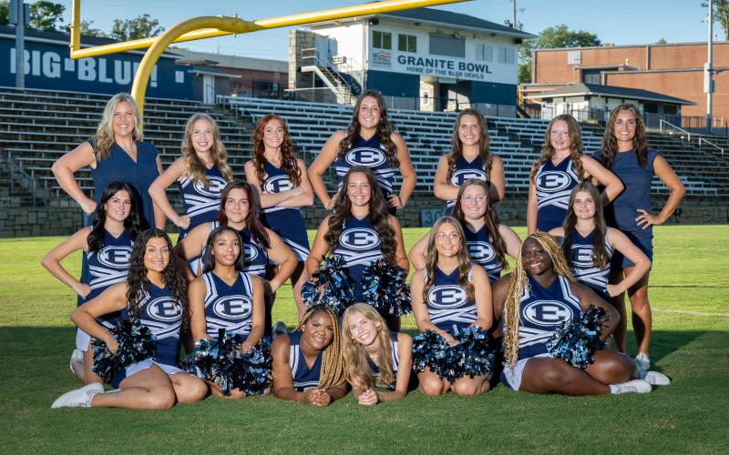 The Elbert County cheerleading squad is beginning the 2025 season, its third under head coach Emma Hart. (Photo by Mercer Harris)