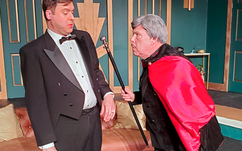 Myron Siegel, played by Jef Whatley, gets a stern talking to from Sig Higginbottam, played by Charlie Kidd, in the Encore Production's performance of "Kong's Night Out." (Photo courtesy of Toni King)
