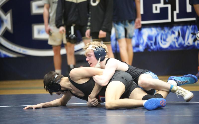 Cooper West finished first in the 126-pound weight class in the Granite City Scramble on Saturday. (File photo by Mark Wells)