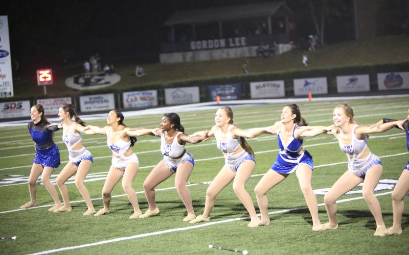 Elbert County majorettes "swag surf" together at halftime. (Photo by Bo Underwood)