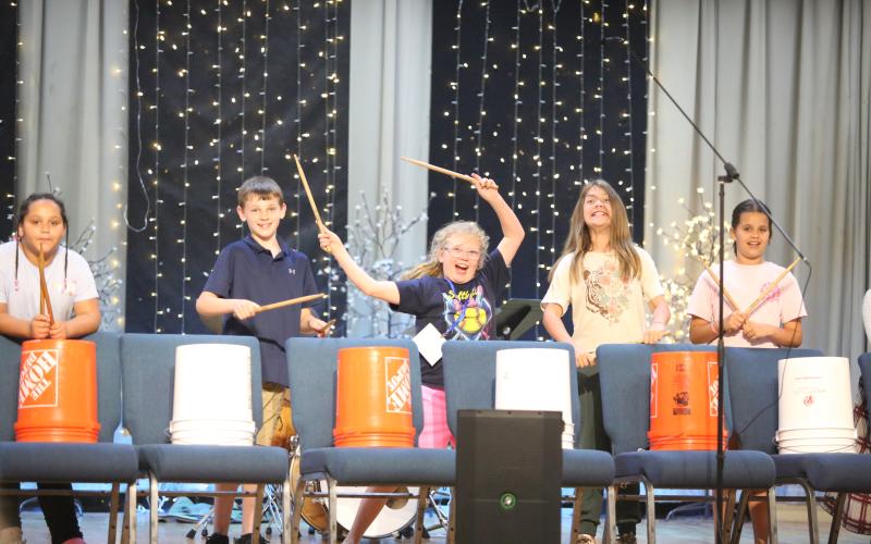 Students gave a percussion performance during Elbert County School District’s Literacy Night in May. (File photo by Mark Wells)
