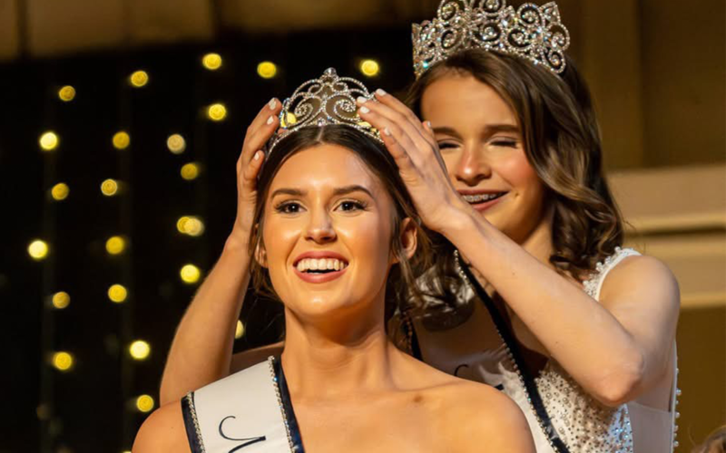 Lila Layne (left) is crowned Miss ECCHS for 2026 by last year's winner, Makayla McKnight. (Photo courtesy of Amanda Chandler)
