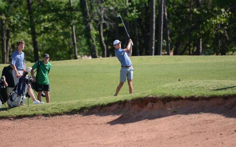 Maddox Adams watches his shot at the 2026 Border War. (Photo courtesy of Benjamin London, Franklin County Citizen)