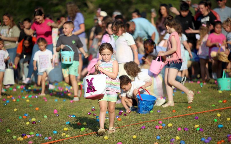 A host of children and adults gathered in Sutton Park April 2 for the City of Elberton’s Eggstravaganza egg hunt. Main Street Elberton’s Crystal Beebe said over 9,000 eggs were hidden for the hunt
