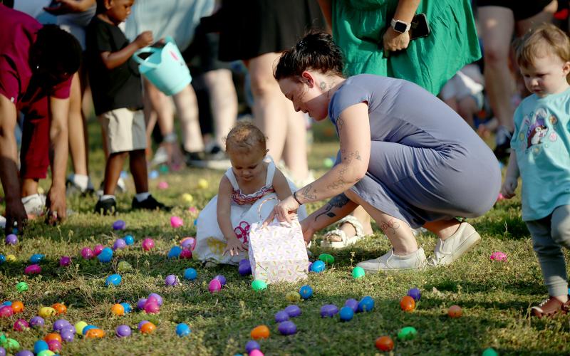 A host of children and adults gathered in Sutton Park April 2 for the City of Elberton’s Eggstravaganza egg hunt. Main Street Elberton’s Crystal Beebe said over 9,000 eggs were hidden for the hunt