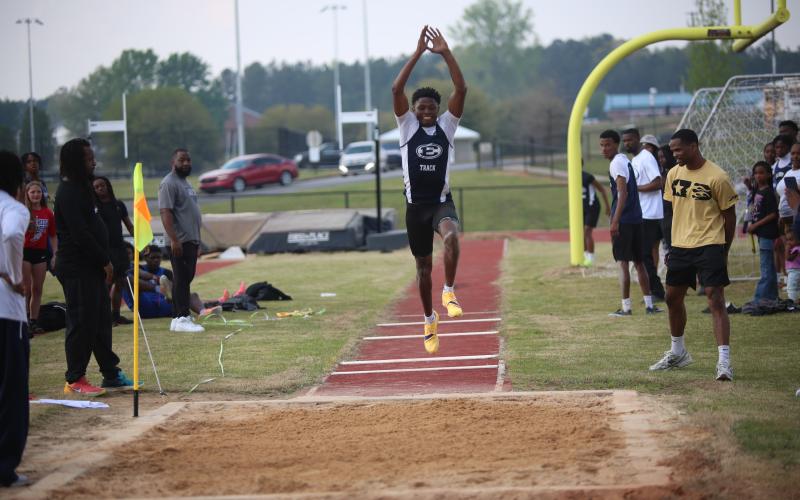 D.K. Winn placed first in the triple jump at the regional meet April 20. (Photo by Bo Underwood)
