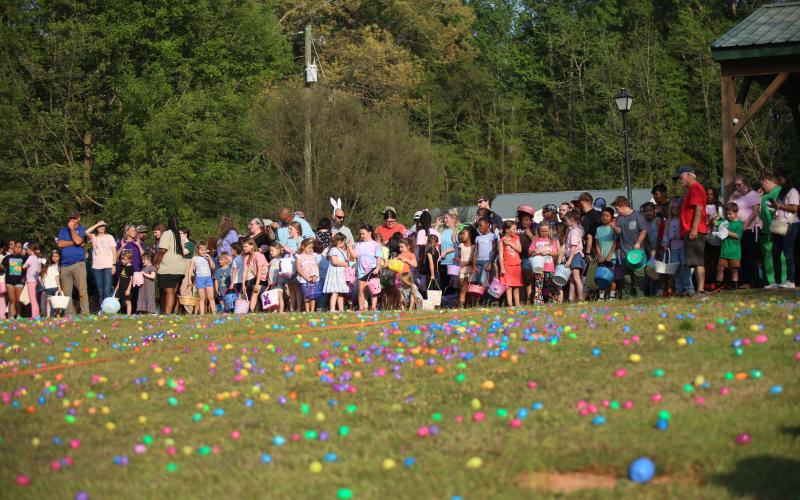 A host of children and adults gathered in Sutton Park April 2 for the City of Elberton’s Eggstravaganza egg hunt. Main Street Elberton’s Crystal Beebe said over 9,000 eggs were hidden for the hunt