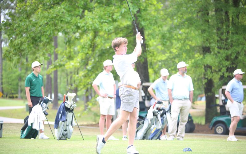 Elbert County golf senior Madden Drake became the first golfer in Elbert County history with four area championships after the Blue Devils’ win Monday.  (Photo by Bo Underwood)
